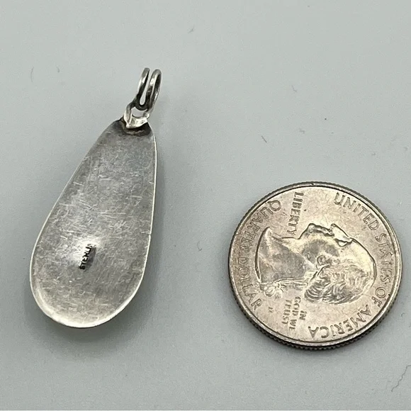 Spiderweb Kingman Turquoise Sterling Silver Pendant 22” Necklace 925 - Picture 6 of 10